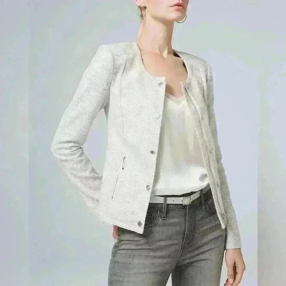 White House Black Market Snap Front Textured Jacket - Picture 1 of 7